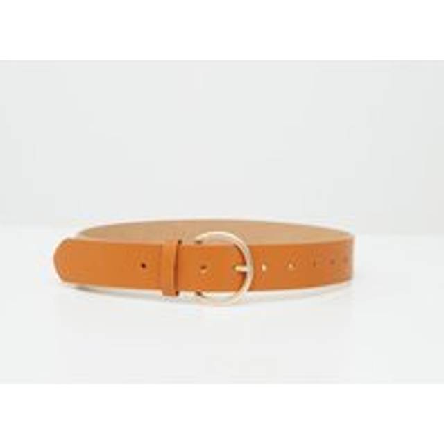 Round Buckle Belt Tan/Matt Gold - Brown