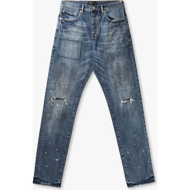 PURPLE BRAND Mens Vintage Dirty Patch Jeans In Mid Indigo Mens Clothing Size: W34, Colour: Navy Fabric
