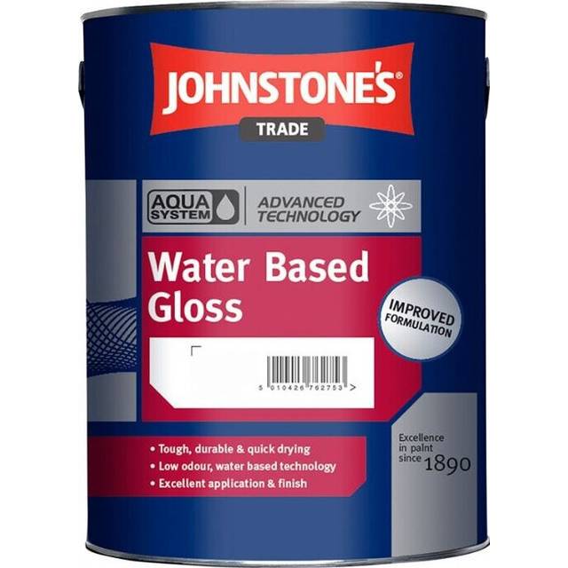 Johnstone's Trade Aqua Water Based Gloss Magnolia 1L with Avenue touch up brush