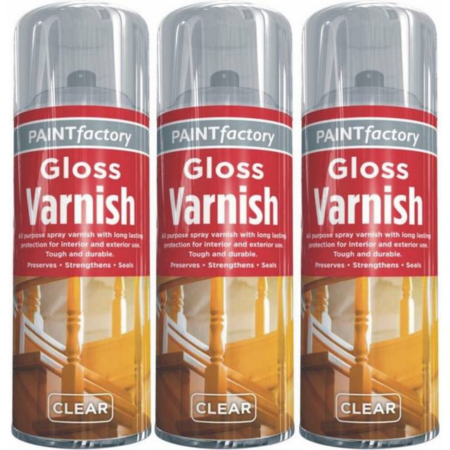 3 x 400ML Gloss Varnish Spray for Interior & Exterior Glossy Finish