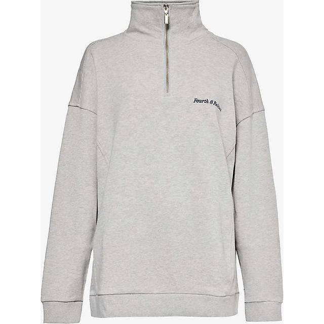 4th & Reckless Womens Grey Marla Half-zip Cotton-jersey Sweatshirt M - GREY