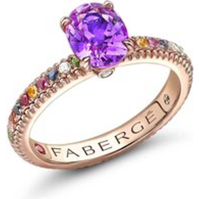 Faberge Colours of Love 18ct Rose Gold Sapphire Multi Gemstone Fluted Ring - 57