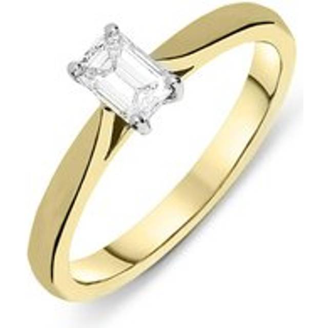 18ct Yellow Gold 0.40ct Diamond Solitaire Emerald Cut Claw Set Ring - Option1 Value Yellow Gold