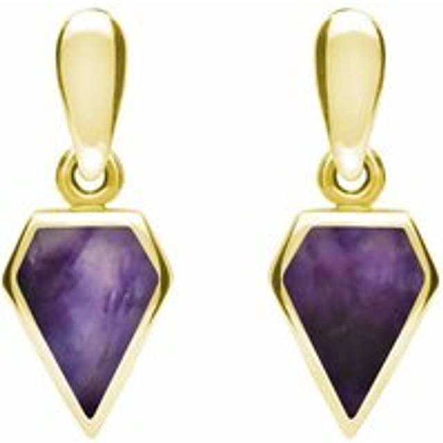 9ct Yellow Gold Blue John Small Kite Drop Earrings - Yellow Gold