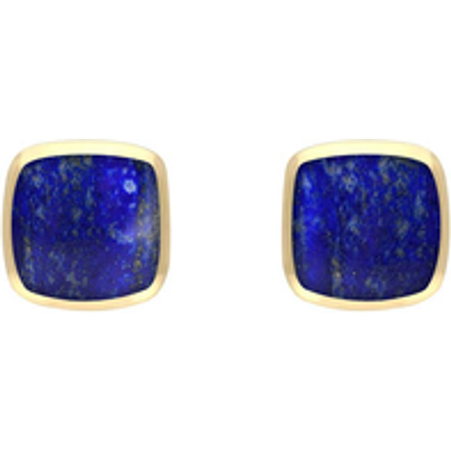 9ct Yellow Gold Lapis Lazuli Dinky Cushion Stud Earrings - Yellow Gold
