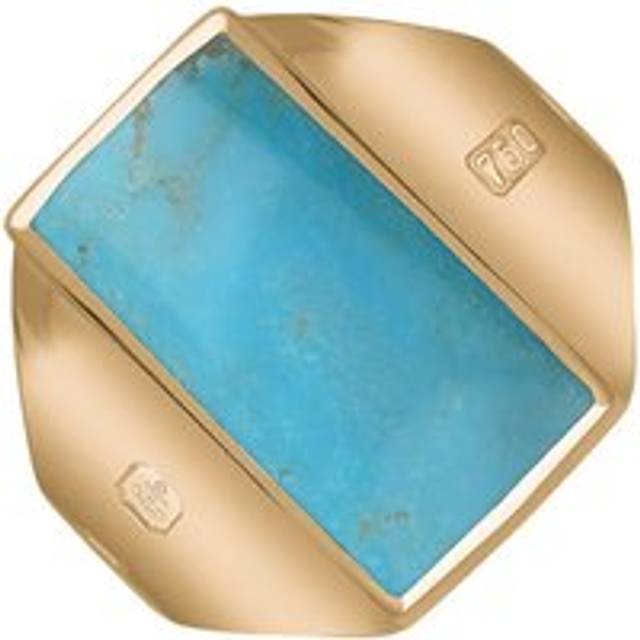 18ct Rose Gold Turquoise Hallmark Small Oblong Ring - Gold