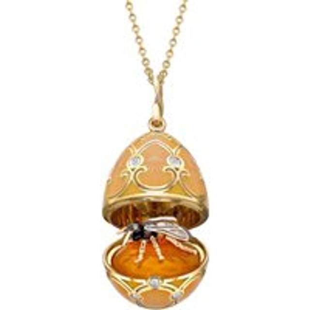 Faberge Heritage 18ct Yellow Gold Diamond Guilloche Enamel Bee Surprise Locket