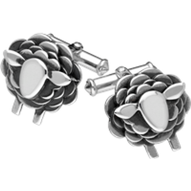 9ct White Gold Sheep Cufflinks