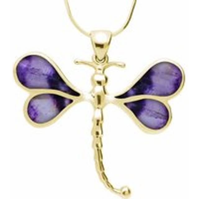 9ct Yellow Gold Blue John Four Stone Dragonfly Necklace