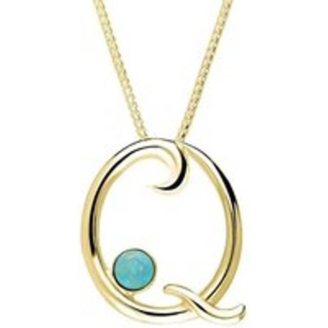 18ct Yellow Gold Turquoise Love Letters Initial Q Necklace - Yellow Gold