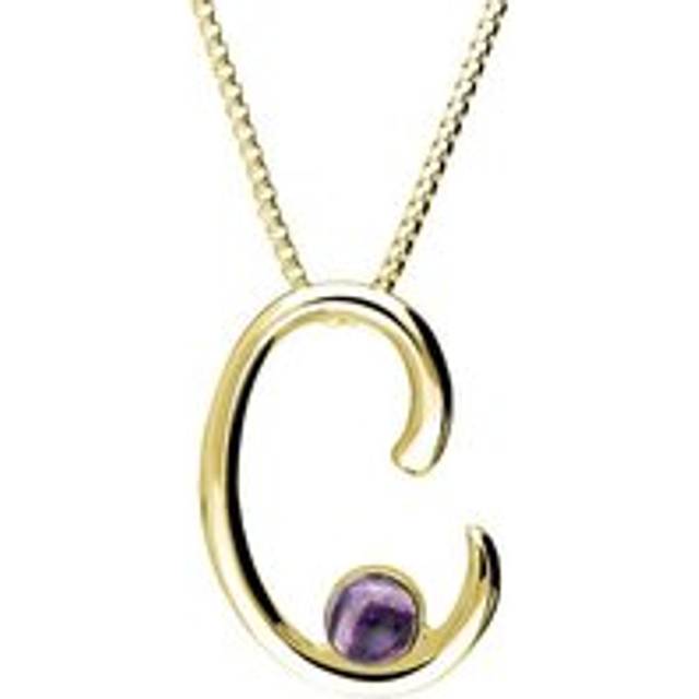 9ct Yellow Gold Blue John Love Letters Initial C Necklace - Yellow Gold