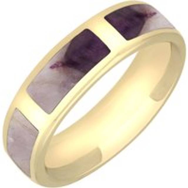 9ct Yellow Gold Blue John 6mm Wedding Band Ring - Yellow Gold