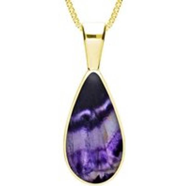 9ct Yellow Gold Blue John Classic Teardrop Necklace - Yellow Gold