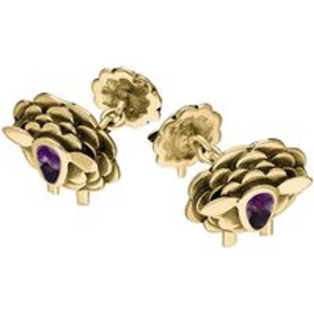 9ct Yellow Gold Blue John Sheep Chain Link Cufflinks
