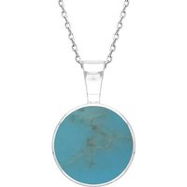 18ct White Gold Turquoise Heritage Round Necklace - White Gold