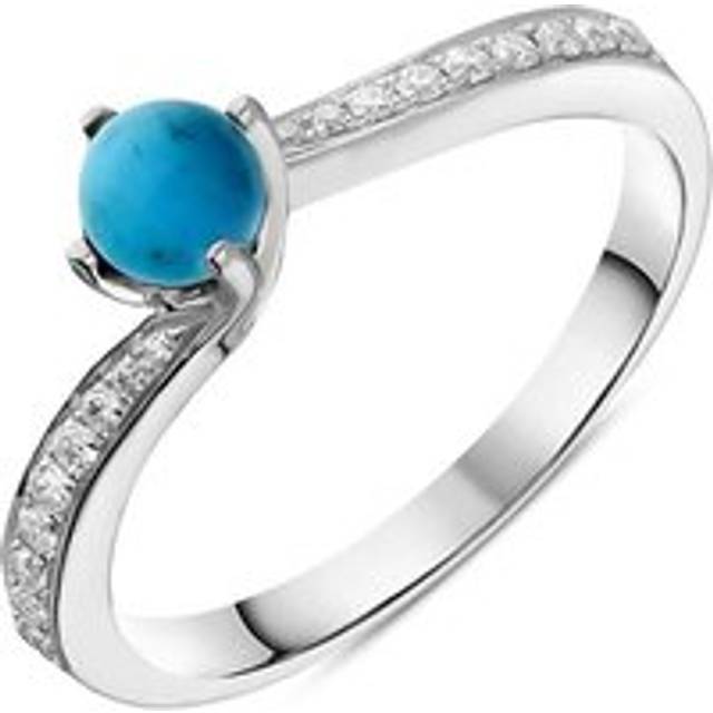 18ct White Gold Turquoise 0.12ct Diamond Twist Ring