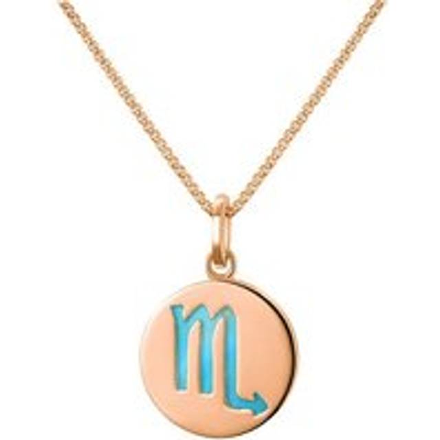 9ct Rose Gold Turquoise Zodiac Scorpio Round Necklace - Gold