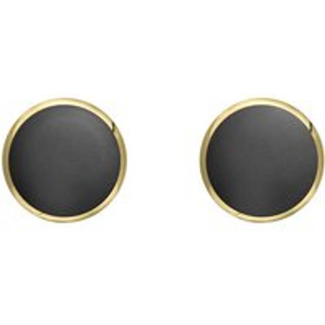 9ct Yellow Gold Hematite 6mm Classic Medium Round Stud Earrings