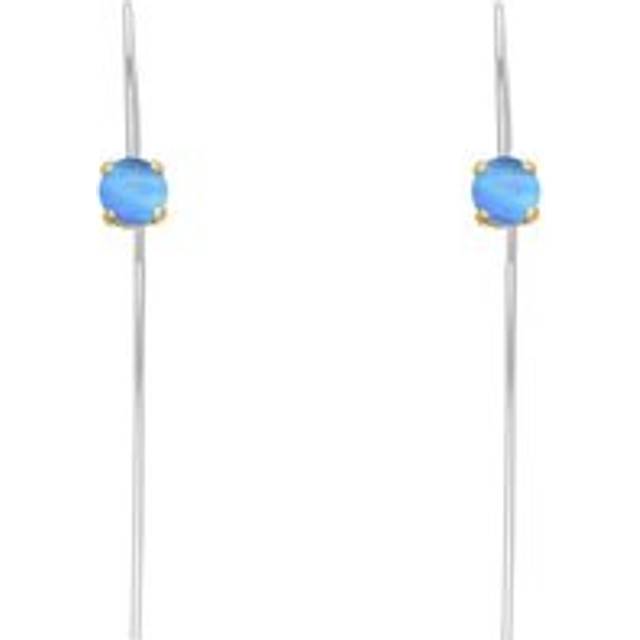 9ct Yellow Gold Sterling Silver Moonstone Stepping Stones 5mm Round Claw Set Hook Earrings