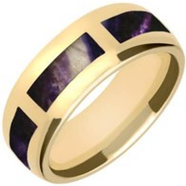 9ct Yellow Gold Blue John Gap 8mm Wedding Band Ring