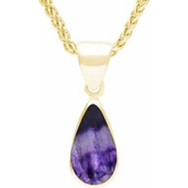 9ct Yellow Gold Blue John Dinky Pear Necklace - Yellow Gold