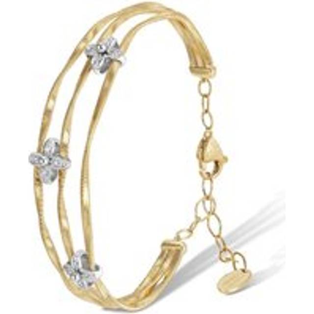 Marco Bicego Marrakech Onde 18ct Yellow Gold Diamond Flower Slim Bangle