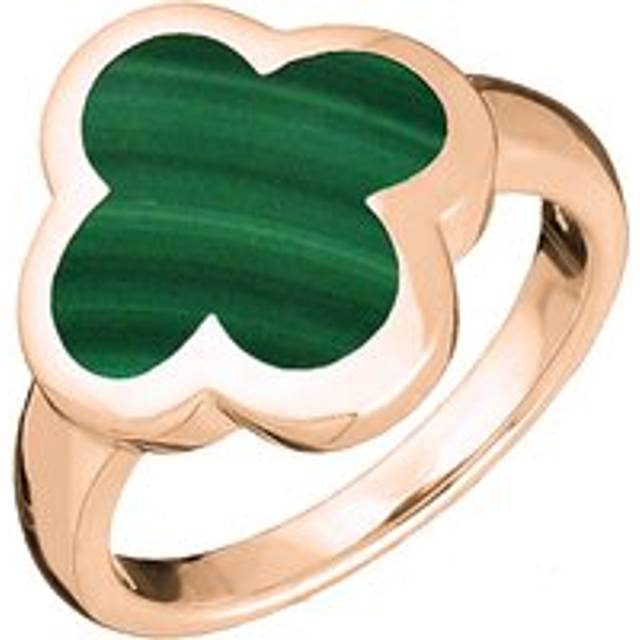 9ct Rose Gold Malachite Bloom Four Leaf Clover Ring