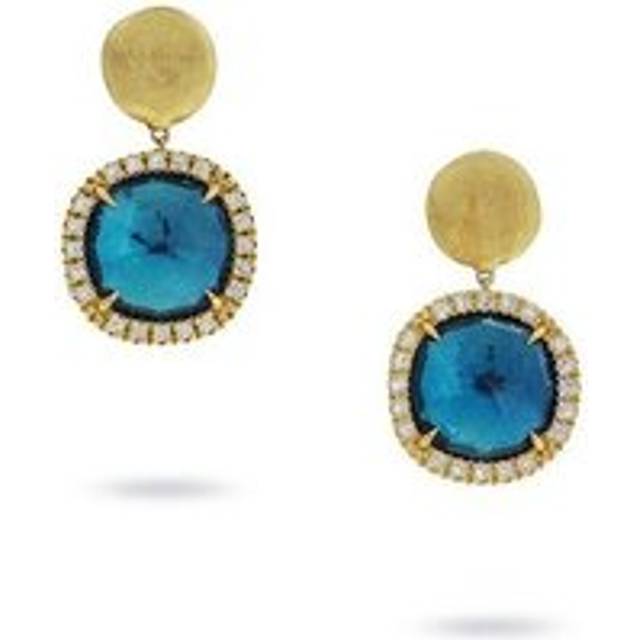 Marco Bicego Jaipur 18ct Yellow Gold London Blue Topaz 0.30ct Diamond Drop Earrings D - Option1 Value Yellow Gold