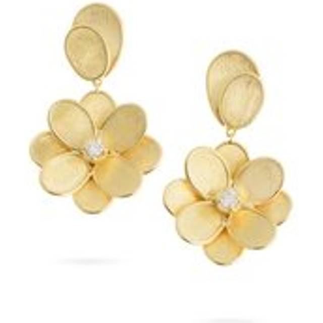 Marco Bicego Petali 18ct Yellow Gold 0.16ct Diamond Single Flower Drop Earrings - Option1 Value Yellow Gold