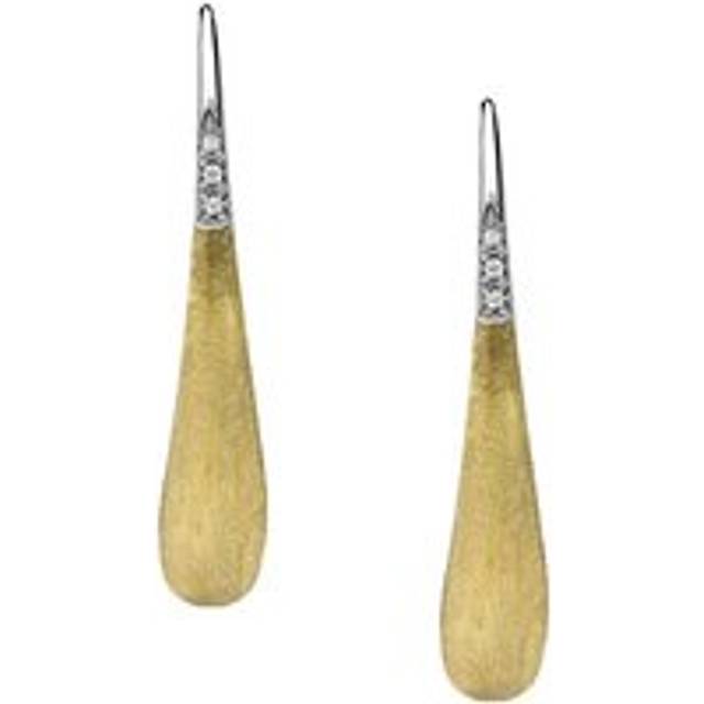 Marco Bicego Lucia 18ct Yellow Gold Diamond Small Modern Teardrop Earrings - Option1 Value Yellow Gold