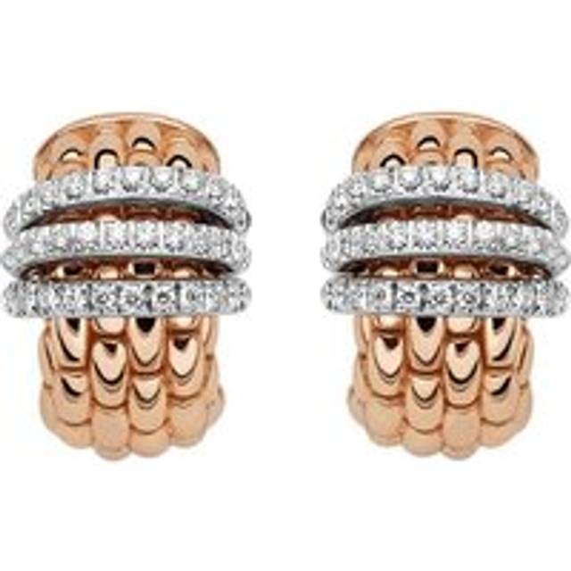 Fope Panorama 18ct Rose Gold 0.46ct Diamond Rondelle Small Hoop Earrings