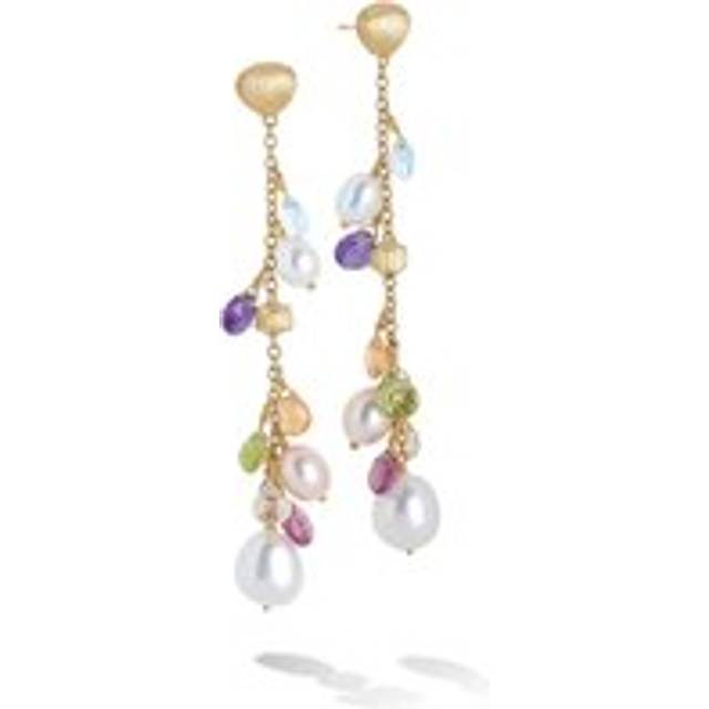 Marco Bicego Paradise 18ct Yellow Gold Pearl and Multicolour Gemstone Long Drop Earrings