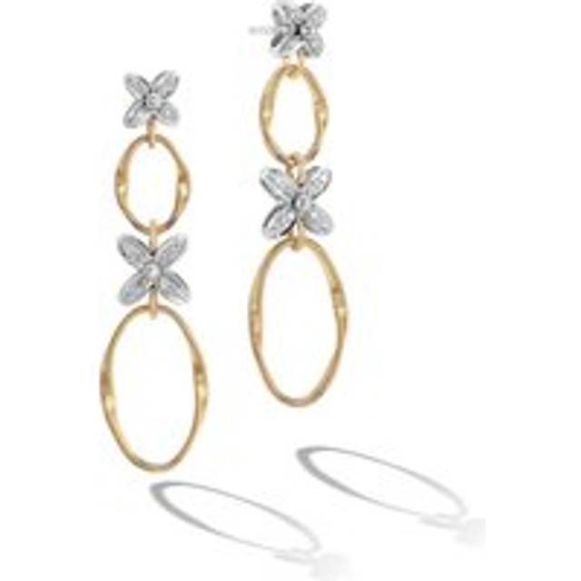 Marco Bicego Marrakech Onde 18ct Yellow Gold Diamond Flower Long Drop Earrings