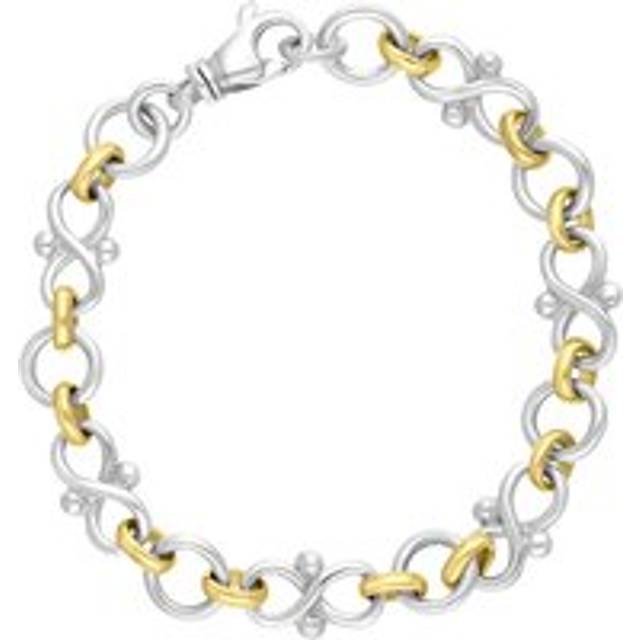 9ct Yellow Gold Sterling Silver Infinity Link Handmade Bracelet