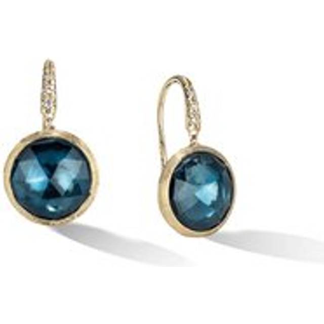 Marco Bicego Jaipur 18ct Yellow Gold London Blue Topaz Diamond Drop Earrings