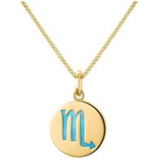 9ct Yellow Gold Turquoise Zodiac Scorpio Round Necklace - Gold
