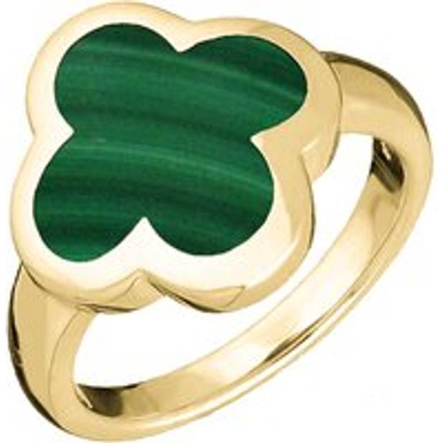 9ct Yellow Gold Malachite Bloom Four Leaf Clover Ring