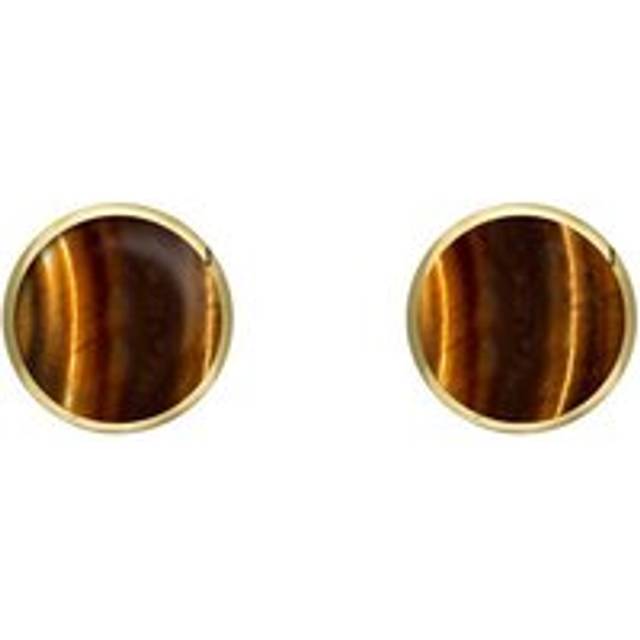 9ct Yellow Gold Tigers Eye 5mm Classic Small Round Stud Earrings
