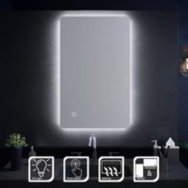 Vertical Horizontal Mirror led Illuminated Bathroom Mirror 800x500mm Bathroom Mirror with Demister - Elegant