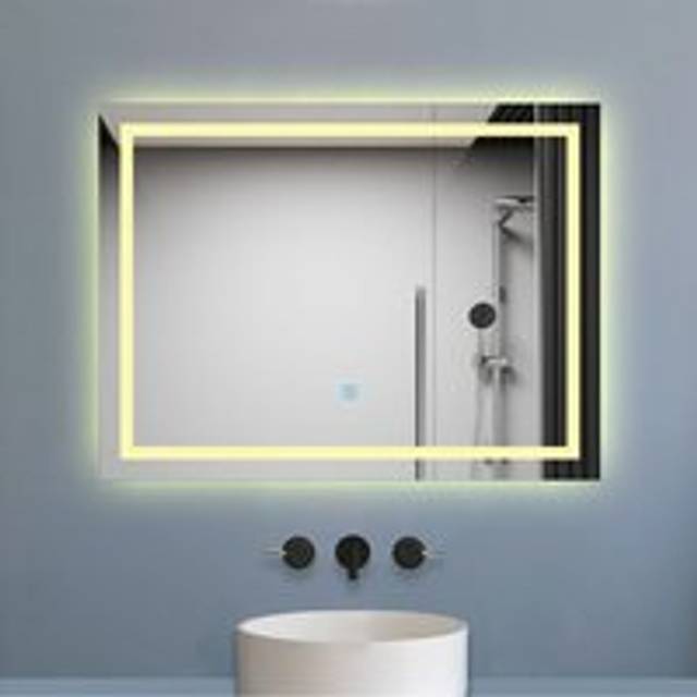 Aica Sanitaire - 800x600mm Bathroom Mirrors with led Lights 2700K Warm Lights Illuminated Backlit Wall Mount Light Up Mirror Dimmable Switch