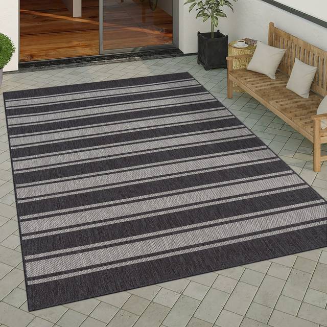 Cristhian 100% Polypropylene Gray/Dark Gray Indoor/Outdoor Rug - Dark gray (Round 200cm)