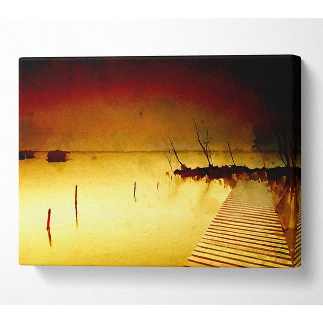 Mystical Boardwalk Yellow - Wrapped Canvas Art Prints - Multicolour (50.8cm H x 81.3cm W x 10cm D)