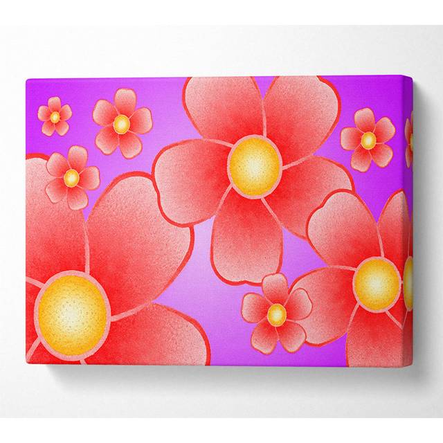 Psychodelic Flowers - Wrapped Canvas Art Prints - Multicolour (66cm H x 106.6cm W x 10cm D)