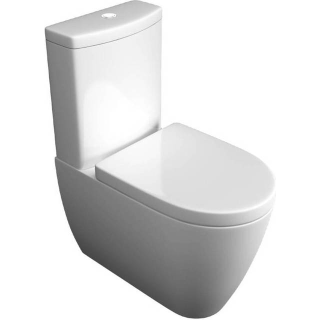 K-Vit Genoa Round Rimless Comfort Height Toilet with Cistern & Soft Close Seat - White (835mm H X 380mm W X 500mm D)