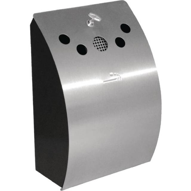 Bolero Wall Mounted Ashtray Stainless Steel, Curved Design with Lockable Inner T