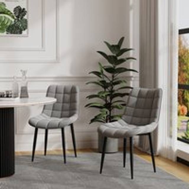 (Grey, 6) Nova Modern Velvet Dining Chair Padded Seat Metal Legs