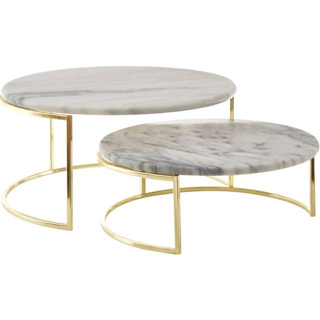 Minneota 2 Piece Cake Stand Set - White;Brass (15cm H X 30cm W X 30cm L)
