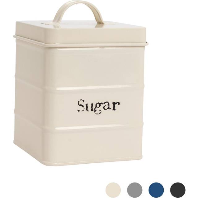 Vintage Metal Sugar Canister - Cream