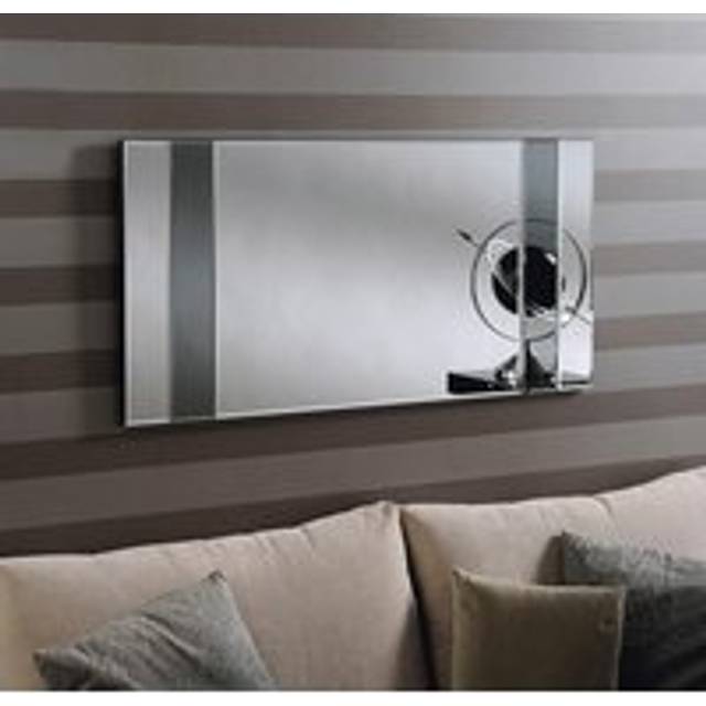 Grey Tinted Bevelled Panelled Mirror 122x61cm - Black - One Size