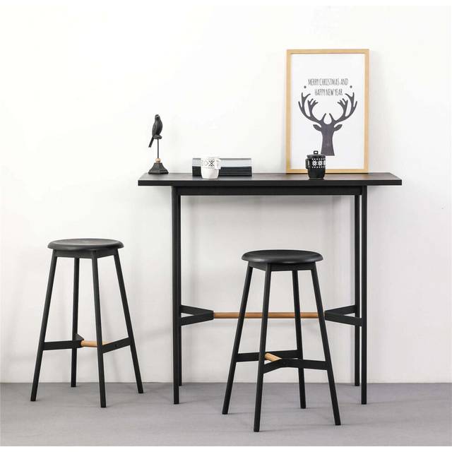 Home Source Harvey Bar Table and Stool Dining Set - Black